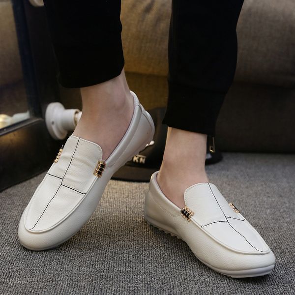 

2019 summer new style shoe men's casual trendy shoes versatile lazy moccosins men korean-style trend england leather shoes, Black