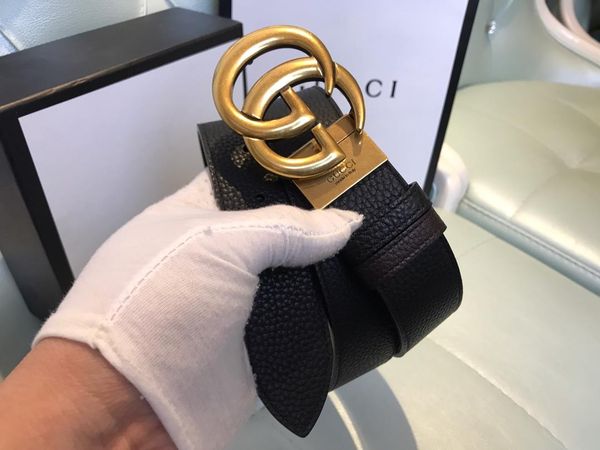 

2019 de igner fa hion men women leather belt gold pearl buckle white box du t bag