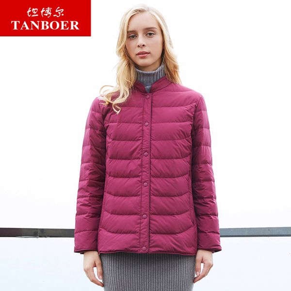 

tanboer women's down jacket female short 2018 new pocket light weight zipper down coat quality outwear tb18022, Black