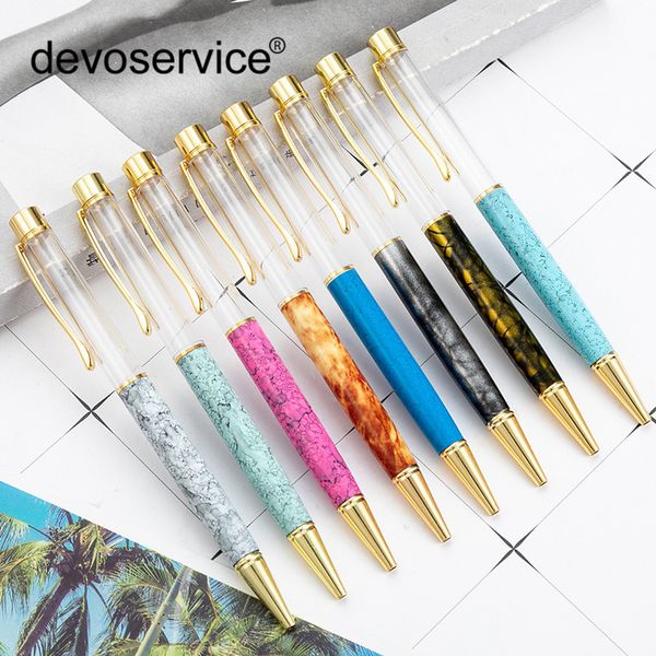 

30pcs creative diy handmade crystal pen metal oil ballpoint pens high-end gifts student stationery diy empty rod ballpoint pens, Blue;orange