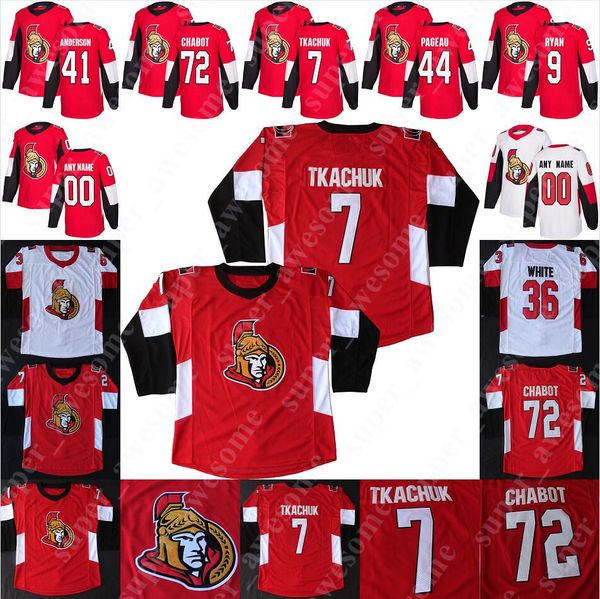 

ottawa senators jersey brady tkachuk thomas chabot craig anderson bobby ryan jean-gabriel pageau nikita zaitsev mark borowiecki colin white, Black;red