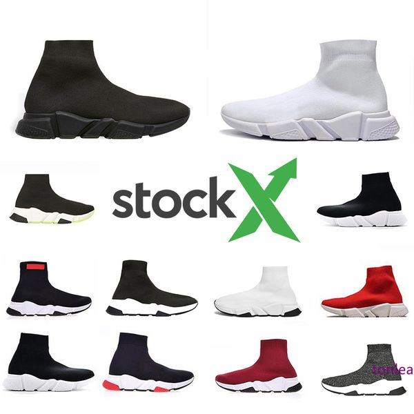 

stock x 2020 luxury designer casual sock shoes speed trainer brand red triple black white brand fashion socks trainer sports sneakers 36-45