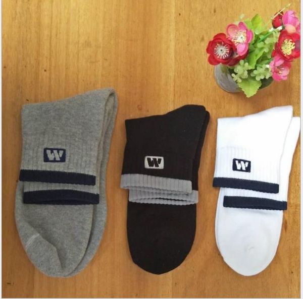 

thickened towel bottom sports socks winter warming socks all-cotton pure black-and-white mid-tube tide socks