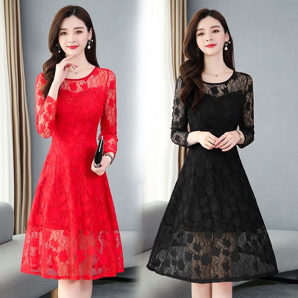 

photo shoot 2020 весна новый стиль с длинным рукавом kuotaitai шнурка способа крышки живота средней длины элегантное платье, White;black