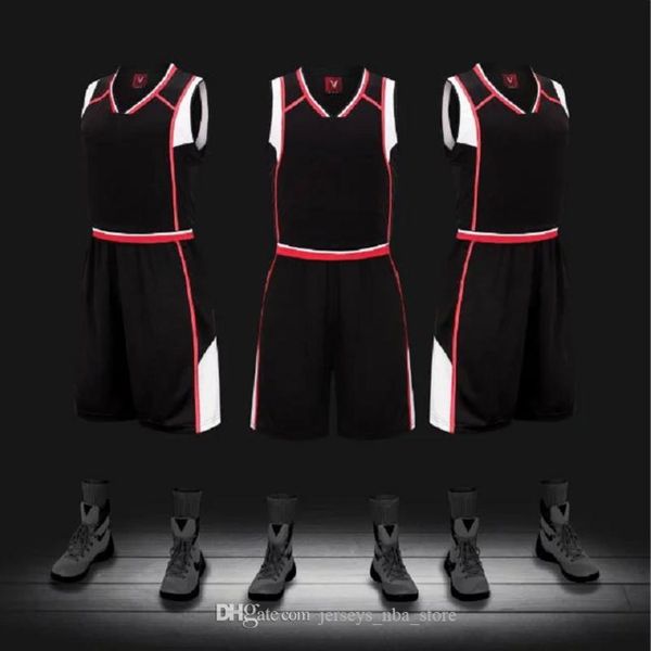 

discount men training basketball sets with shorts uniforms reversible basketball jerseys for that home and away look kits sports 27-11, Black;red
