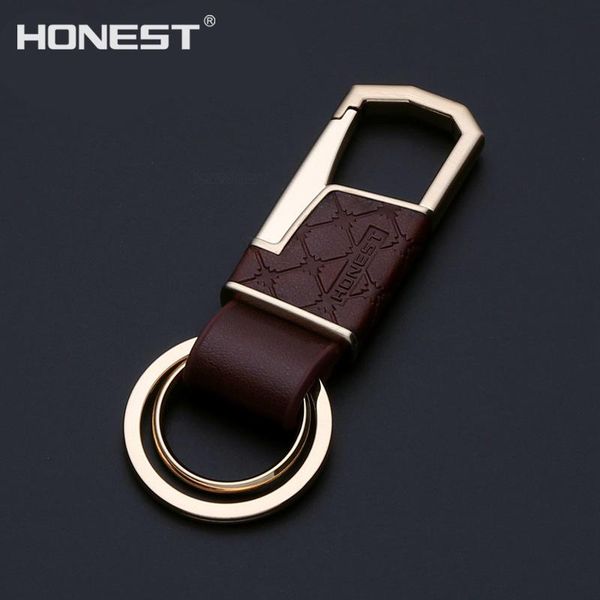 

brand honest men keychains key chain holder ring car bag pendant jewelry genuine leather pattern quality metal gift, Silver