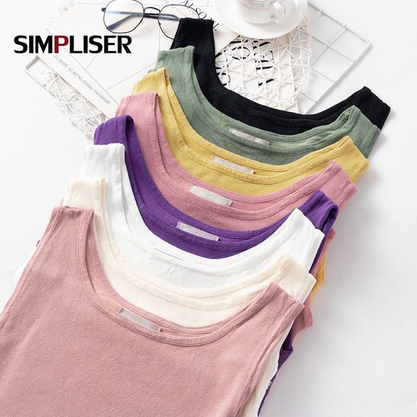 

solid knitting vest women summer 2020 female cool fashion sleeveless sweaters candy color pull femme knitted, White;black