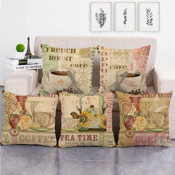 

45cm*45cm yellow style flower and letters design linen/cotton throw pillow covers couch cushion cover home decor pillow