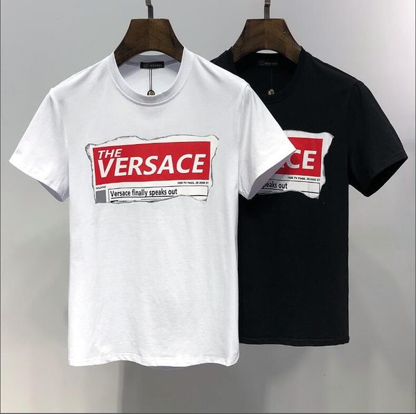 

mens versace мужские футболки новые летние хлопчатобумажные мужские футболки мода с коротким рукавом печатные поставки мужские топы тройники, White;black