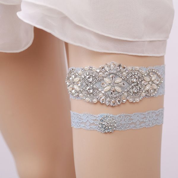 

something blue wedding garters white lace keepsake / toss bridal garter set, pearl crystal rhinestone custom garter, Black;white