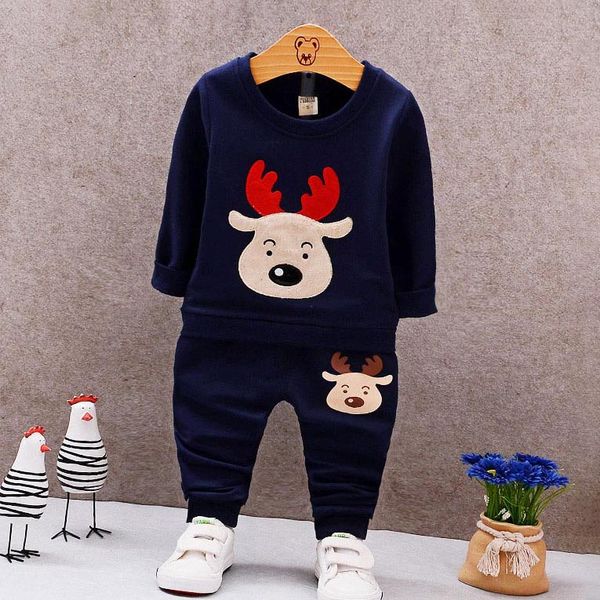 

kids designer clothing sets boys and girls elk suits fashion christmas sets solid color animal print clothing 2019 autumn new arrival, White
