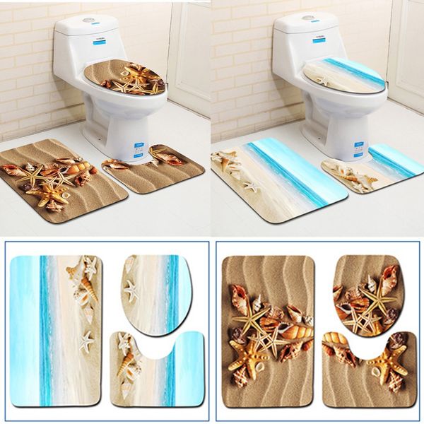 

3pcs/set bathroom mat set toilet rug ocean world flannel anti slip bath mat rugs home decor bathroom anti slip