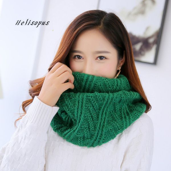 

helisopus 2018 women winter scarf ring female winter thick warm knitting scarf women knitted neck circle warm collars