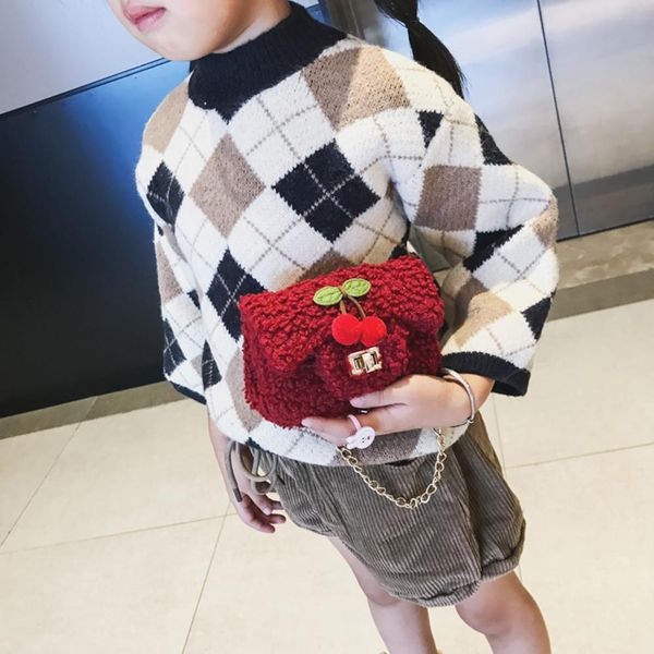 

banabanma children cute princess mini shoulder bag satchel plush cherry design crossbody bag