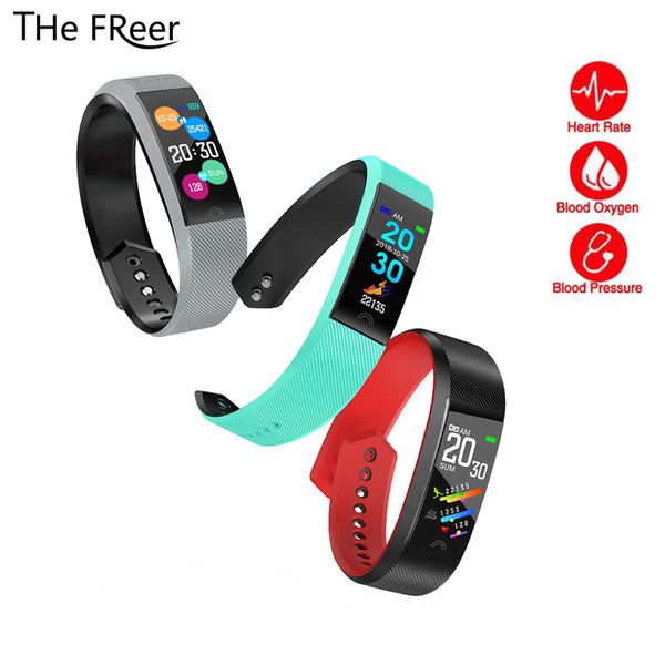 

color screen smart watch sport fitness bracelet ip68 waterproof blood pressure oxygen activity tracker watches for android ios, Slivery;brown