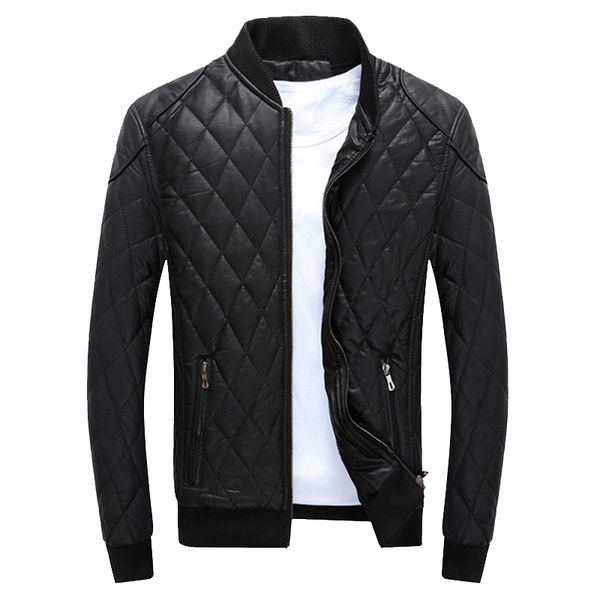 

leather jacket men's baseball coat male brand clothing thick warm motorcycle bike riding faux jacket male velvet plaid pu coats, Black