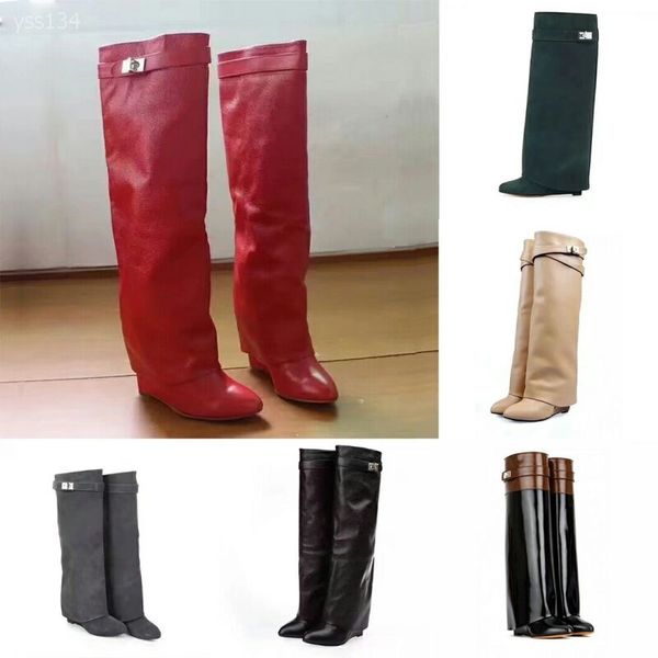 

long boots 100% cowhide high heel boots classic woman high shoes double vintage ladies shoes leather fashion bare boots large size 35-42, Black