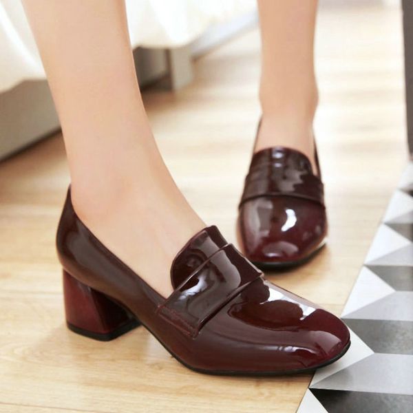

square toe low heels women shoes fashion pointed toe spring autumn dress ladies shoes pink black wine red chocolat