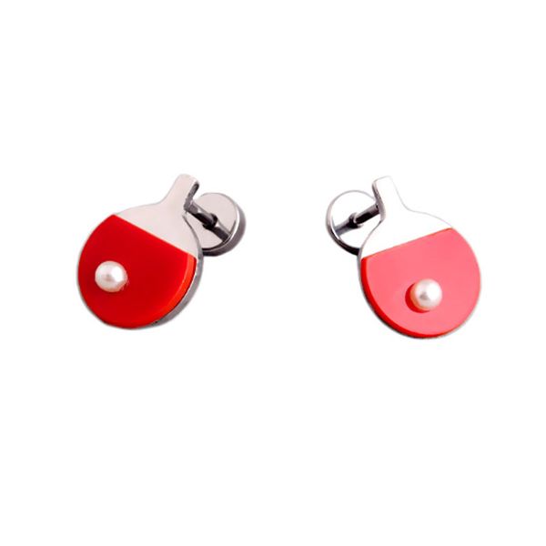 

creative sports jewelry mini table tennis paddles earrings stainless steel piercing stud earrings for men women gift ing, Golden;silver
