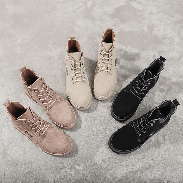 

dihope women pu leather boots winter fashion lace-up women's boot female winter shoes round toe ankle boots botas mujer, Black