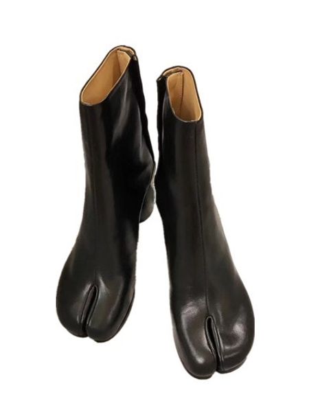 

design tabi boots split toe chunky high heel zapatos mujer fashion autumn women shoes botas, Black