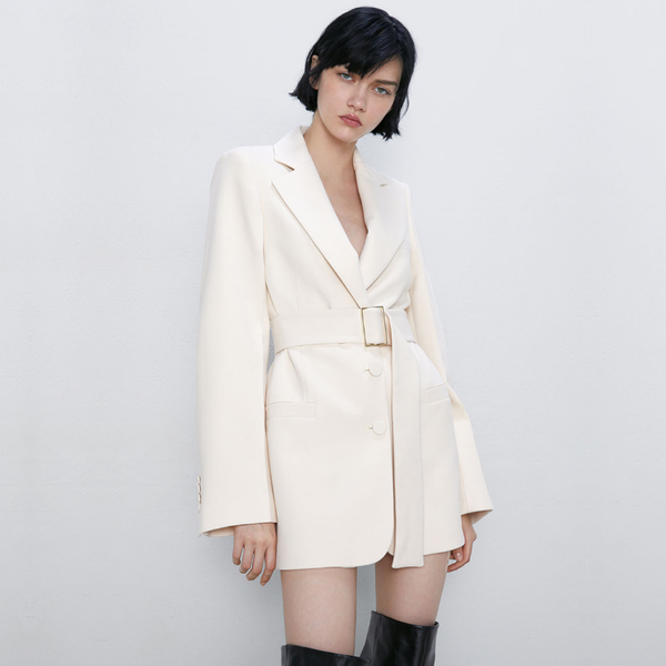 

fashion spring and autumn new ladies' temperament women's belt beige mid-length suit jacket female elegant office lady coat, White;black