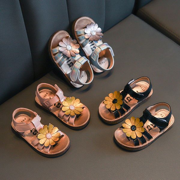 

2020 summer children girl t strap flower sandals s0500, Black;red