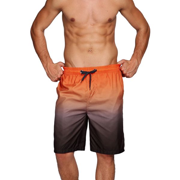 

2019 men' swimwear trunks gradation color splice beach work casual men short trouser shorts pants beachwear bathing suit