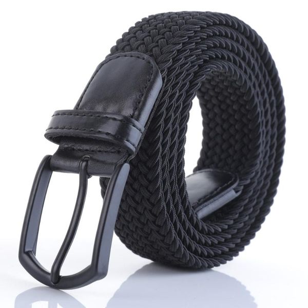 

weifert men canvas elastic fabric woven stretch multicolored braided belt, Black;brown