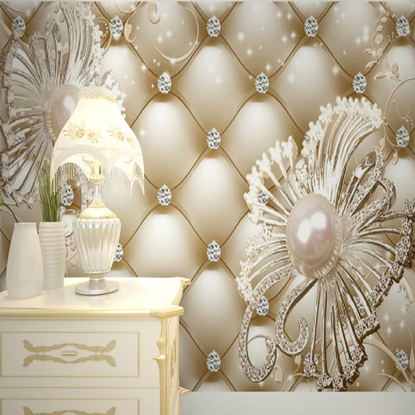 

custom mural wallpaper 3d soft pack diamond jewelry flower luxury wall paper l living room tv backdrop murales de pared 3d