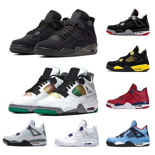 

new 4 4s basketball shoes black cat rasta neon metallic purple red what the mens designer trainers sneakers sports walking hiking