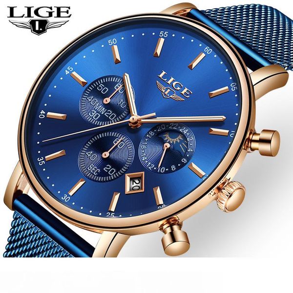 

lige fashion men watches male brand luxury quartz watch men casual slim dress waterproof sport wristwatch relogio masculino mx190801, Slivery;brown