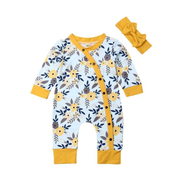 

новорожденных baby girl одежда с длинным рукавом цветок romper комбинезон общая эпикировка set, Blue
