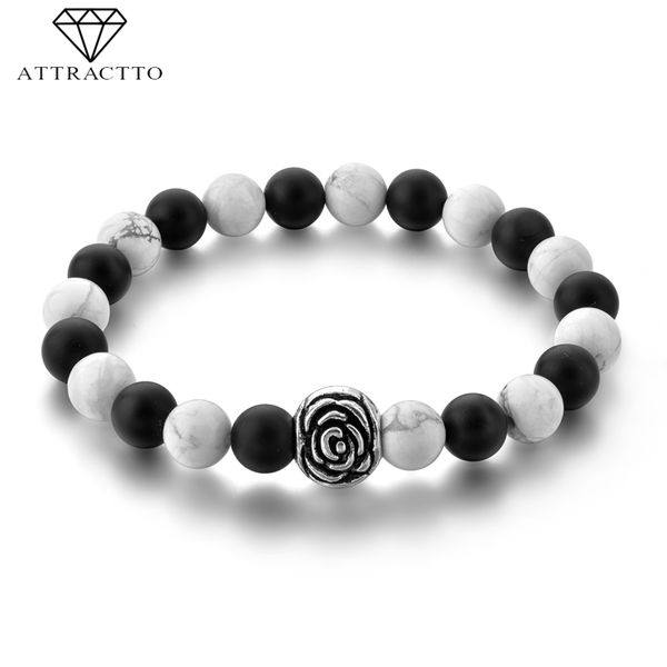 

attractto trending silver flower distance bracelets&bangles elastic rope chain bracelet natural stone jewelry bracelet sbr190049