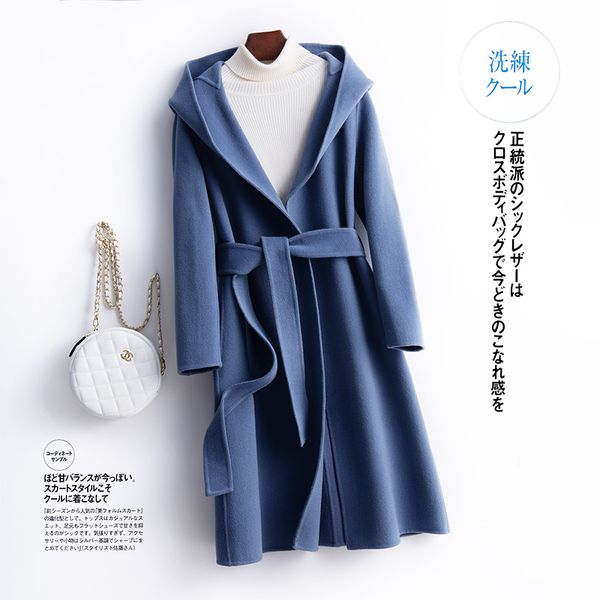 

bareskiy classic coat double-sided cashmere coat woolen 100% wool women cashmere winter women, Black