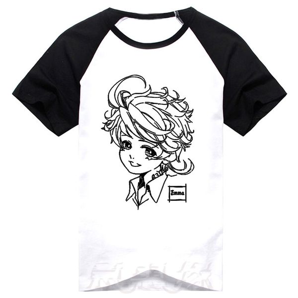 

new anime the promised neverland t-shirt emma t shirt short-sleeved tees, White;black