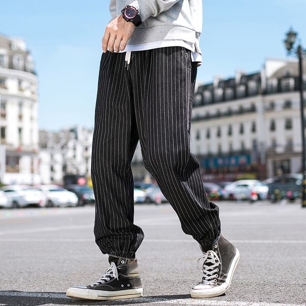 

2019 men's black baggy striped jeans with big pockets hip hop designer brand skateboard pants loose style plus size 29-46, Blue