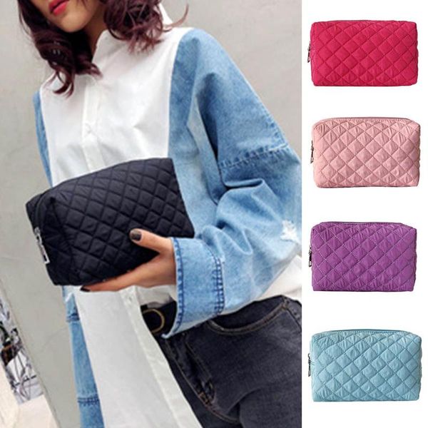 

women simple multifunction travel portable cosmetic bag ladies solid color casual waterproof makeup bag toiletry pouch
