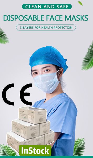 

stock 50 pcs disposable 3 ply face mask manufacturer anti-dust anti air pollution face mask supplier ship in 24 hours