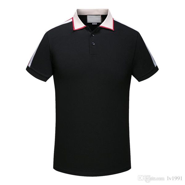 

guc19cl летняя мода марка мужчины с коротким рукавом рубашки поло манжеты воротник геометрический узор письмо печать medusa повседневный пол, White;black