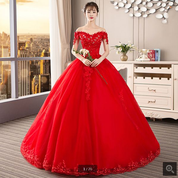 

robe de mariage lace appliques ball gown prom dress red off the shoulder sweetheart neck beaded crystals prom gowns 2019 prom dress, Black