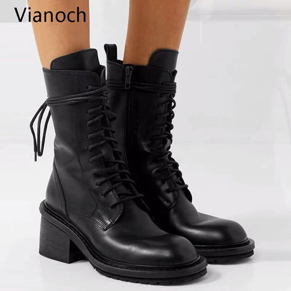 

fashion new women motorcycle boots high heels lace up winter warm shoes high heels platform pumps woman wo19085, Black