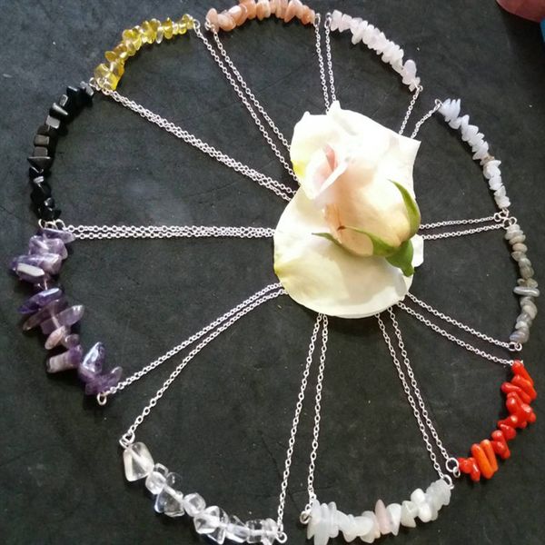 

ffwff handmade natural stone crystal chains moonstone obsidian choker boho siiver gold women necklace necklaces for women, Golden;silver