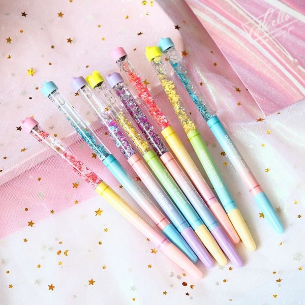 

gel pens 48 pcs colorful quicksand black colored kawaii gift gel-ink for writing cute stationery office school supplies