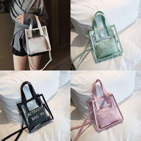 

frgqt ins super package postman package h postman fire jelly female 2019 messenger single shoulder transparent bag all-match mother and chil