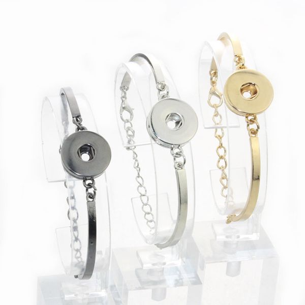 

10 pcs/lot 3 colors wholesale snap bracelet&bangles 18mm snap button jewelry women's bracelet with charms gold bangles 040213, Golden;silver
