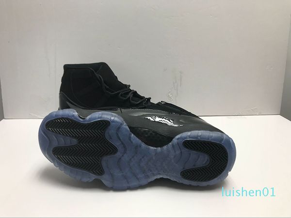 

with box 11 prom night men women basketball shoes cap and gown blackout 11s black gamma blue mens sports trainers sneakers eur36-45 01l
