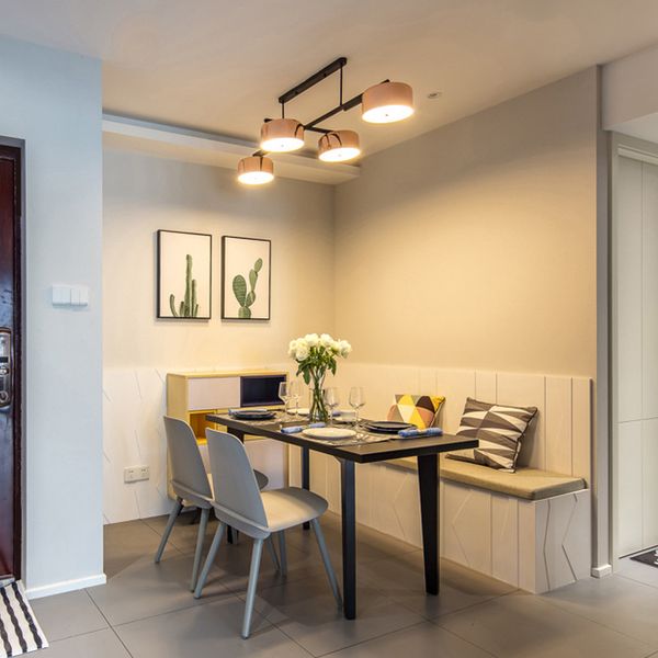 Postmodern 90 Degre Rotating Led Restaurant Chandelier 4 Heads Indoor Decorative Lighting For Dining Table Dining Room Led Lamp Semi Flush Ceiling