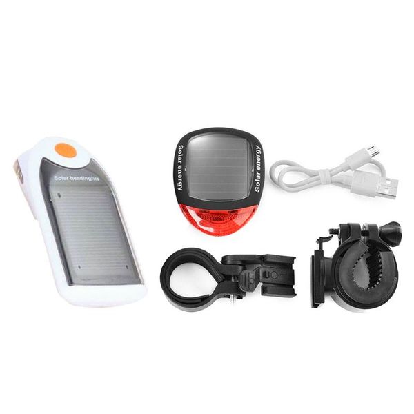 

солнечная аккумуляторная передняя хвостовая светодиодная вспышка открытый велосипед свет комплект аксессуаров usb зарядка регулируемая с кро