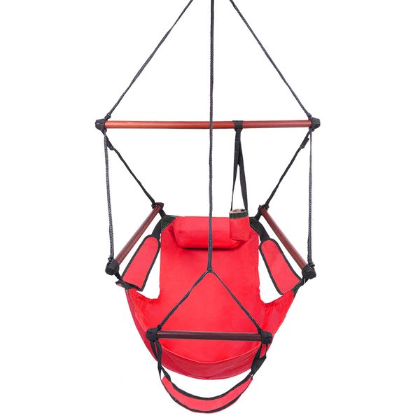 

well-equipped s-shaped hook high strength assembled hanging seat cacolet red